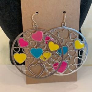 💐6/25 dangle circular heart sliver toned